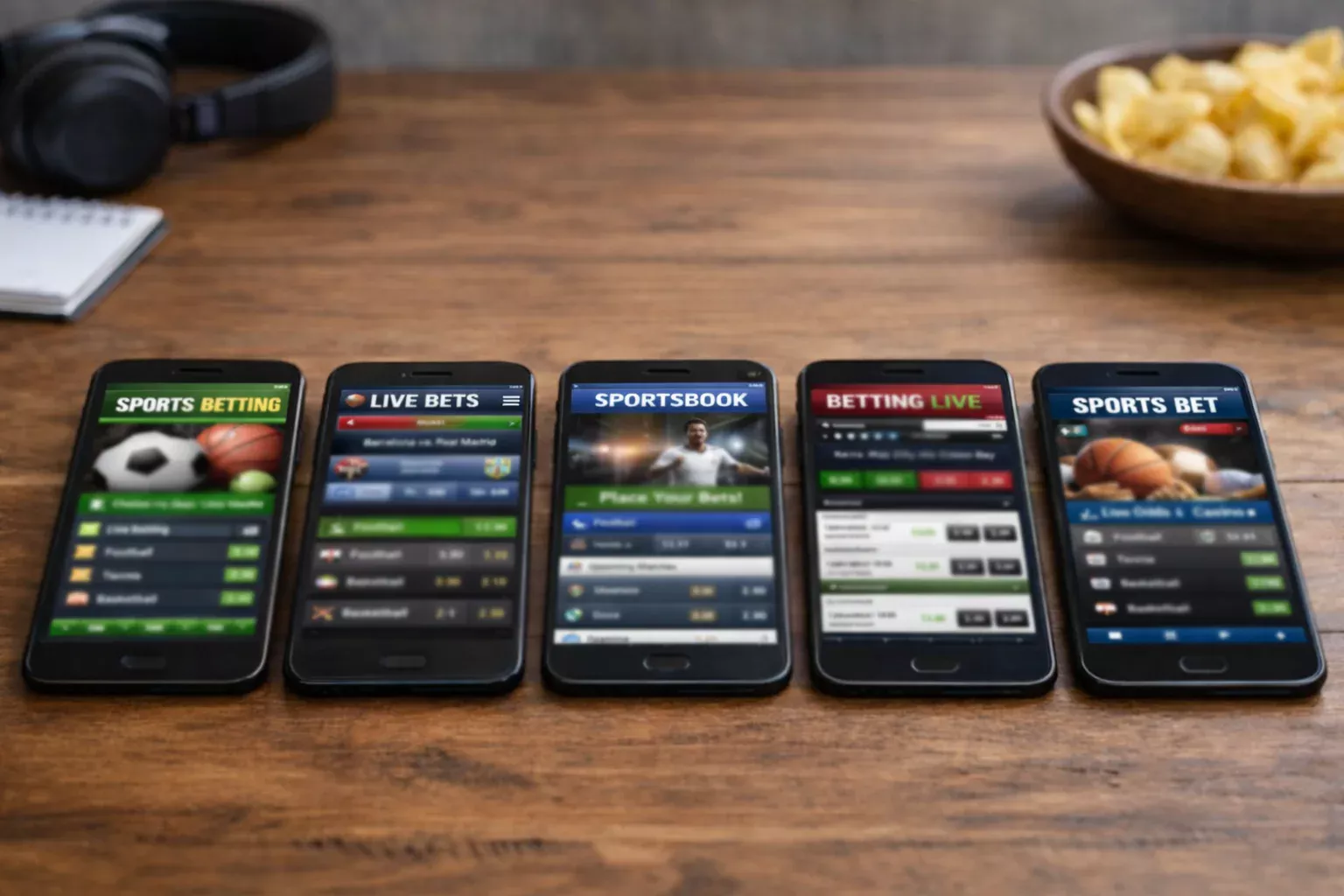 Diversi smartphone che mostrano app di scommesse sportive