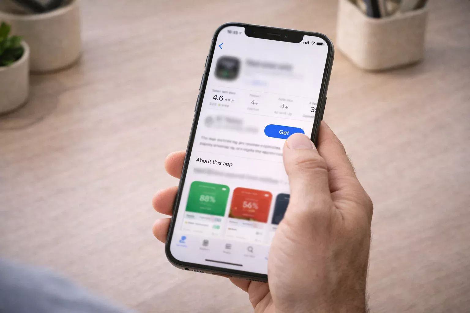 Mano che scarica applicazione da app store su iPhone