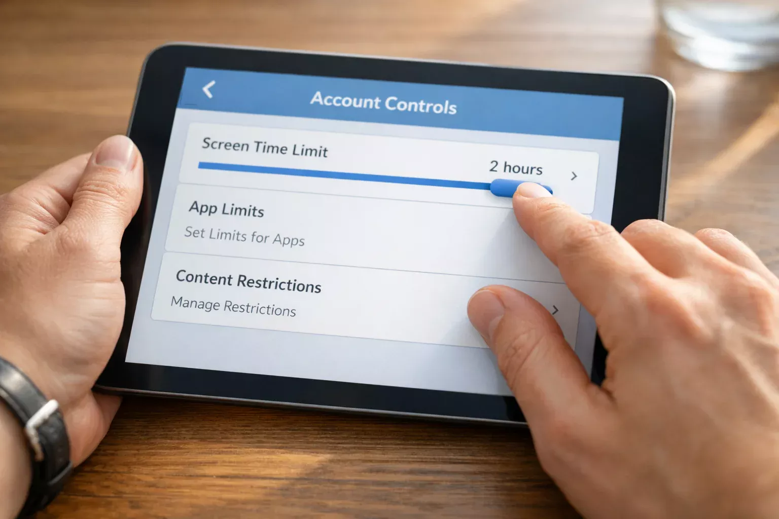 Mano che imposta limiti di gioco su una piattaforma di scommesse