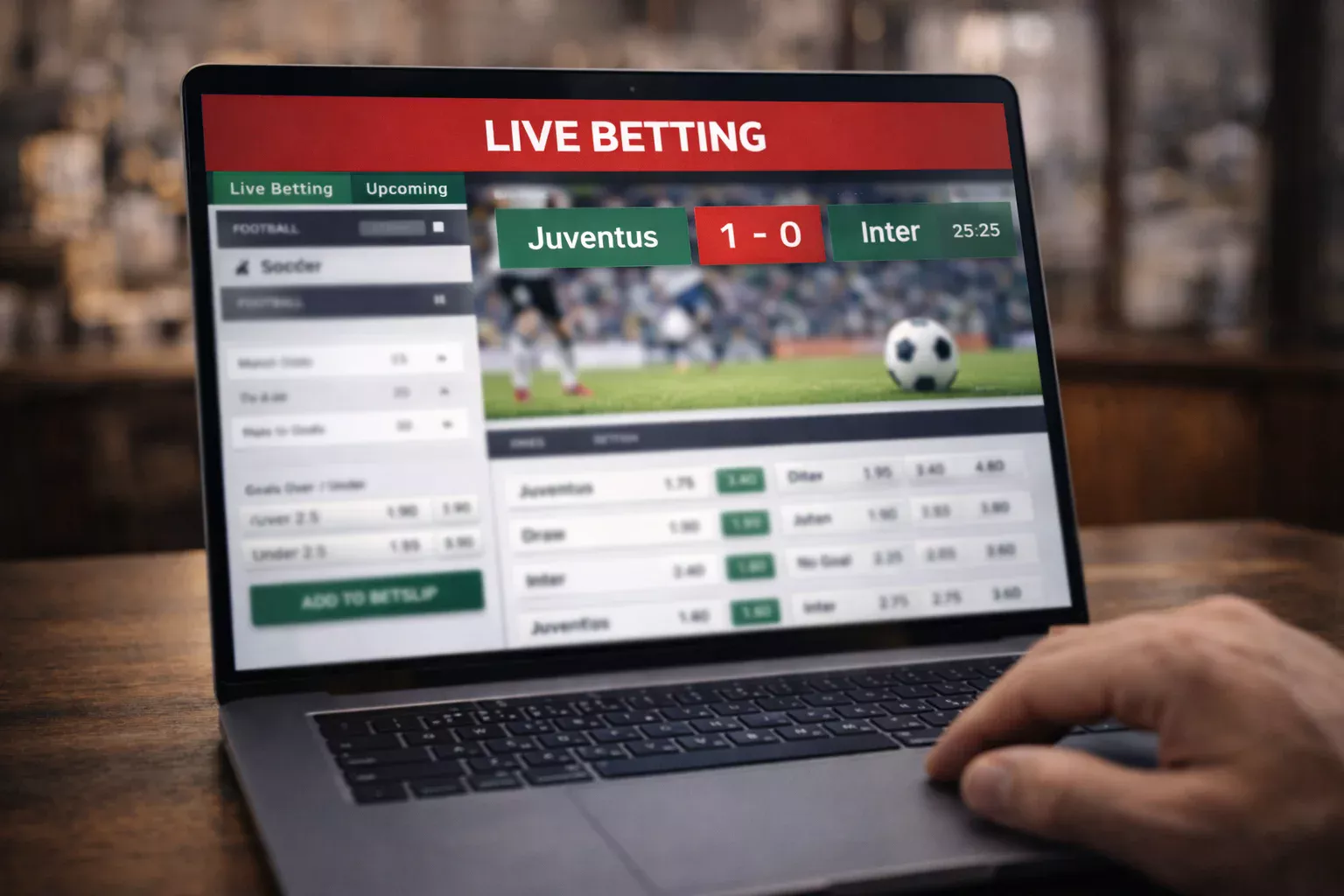 Computer portatile con piattaforma di scommesse live aperta